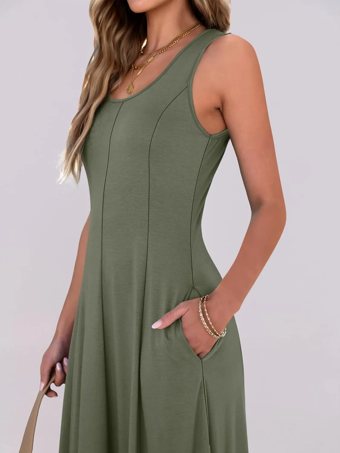 ANRABESS Womens Summer Casual Sleeveless Midi Dresses Scoop Neck Fit & Flare A-Line Flowy Long Sundress Beach Outfits