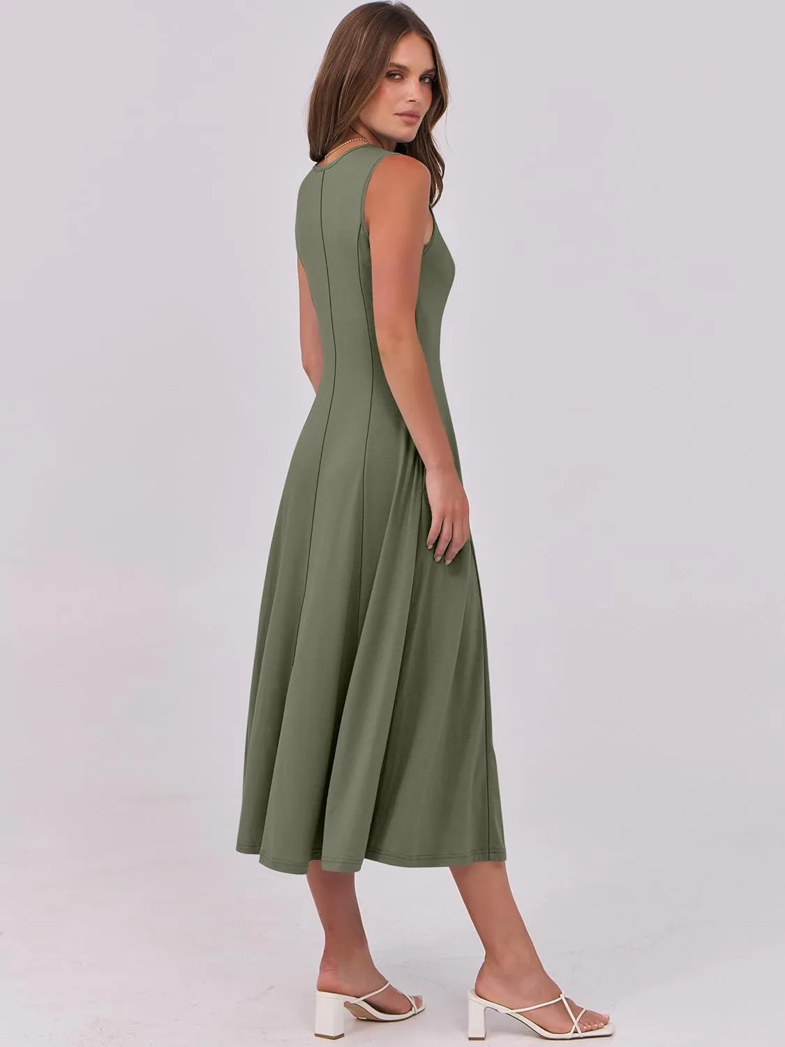 ANRABESS Womens Summer Casual Sleeveless Midi Dresses Scoop Neck Fit & Flare A-Line Flowy Long Sundress Beach Outfits