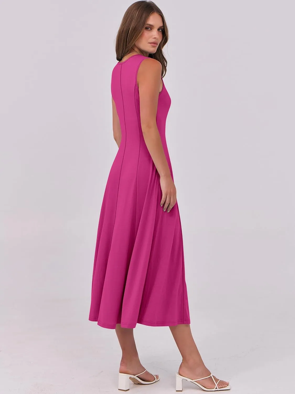 ANRABESS Womens Summer Casual Sleeveless Midi Dresses Scoop Neck Fit & Flare A-Line Flowy Long Sundress Beach Outfits