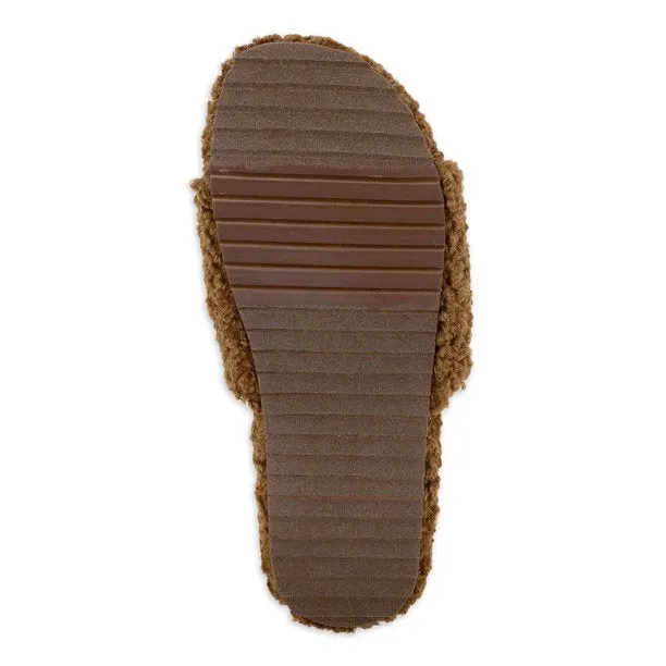 Aqua Women's Snowy Shearling Slippers Brown 8M