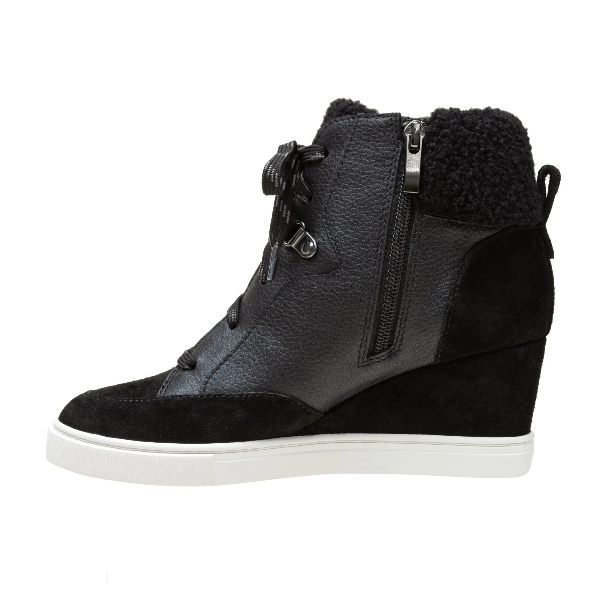 ARDEN | Faux Shearling Trimmed Wedge Sneakers