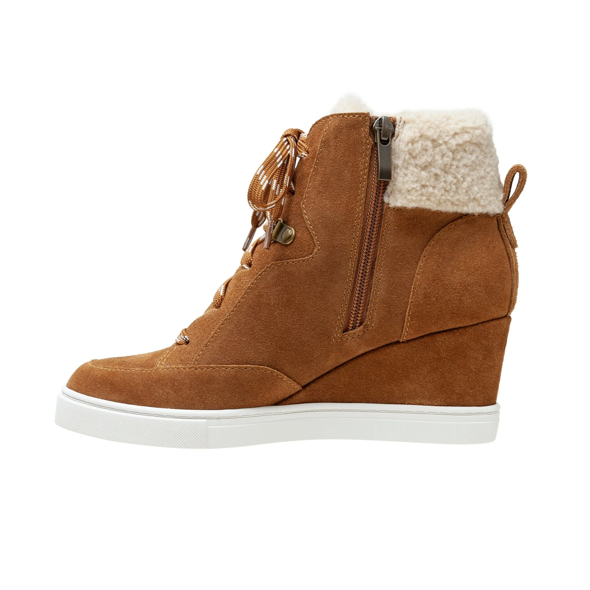 ARDEN | Faux Shearling Trimmed Wedge Sneakers