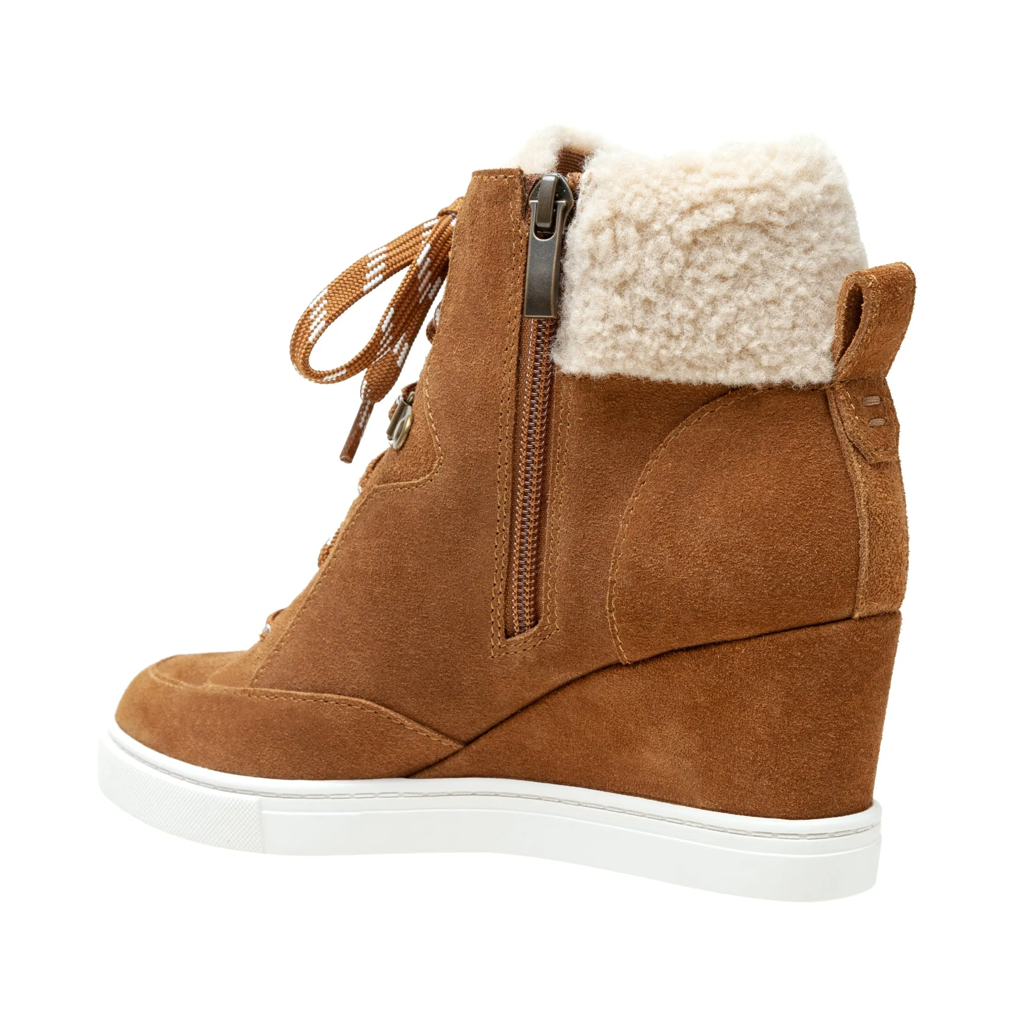ARDEN | Faux Shearling Trimmed Wedge Sneakers