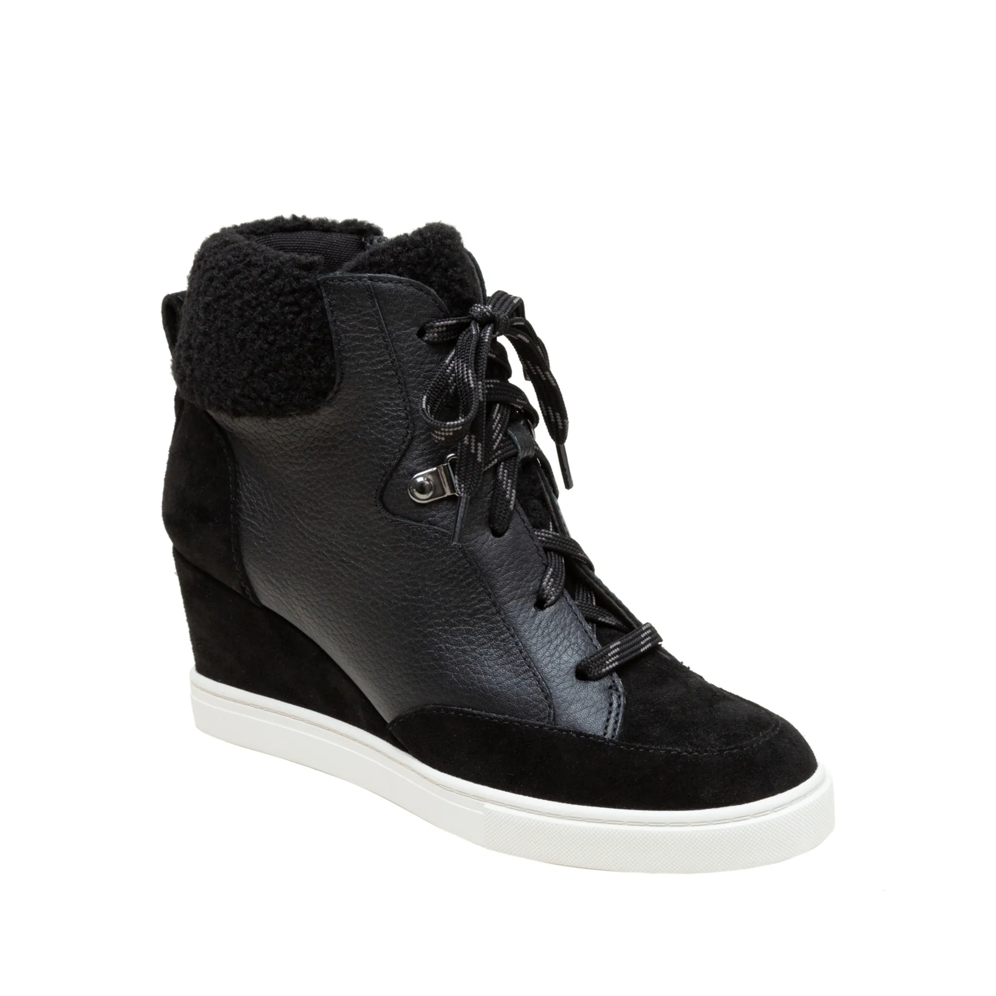 ARDEN | Faux Shearling Trimmed Wedge Sneakers