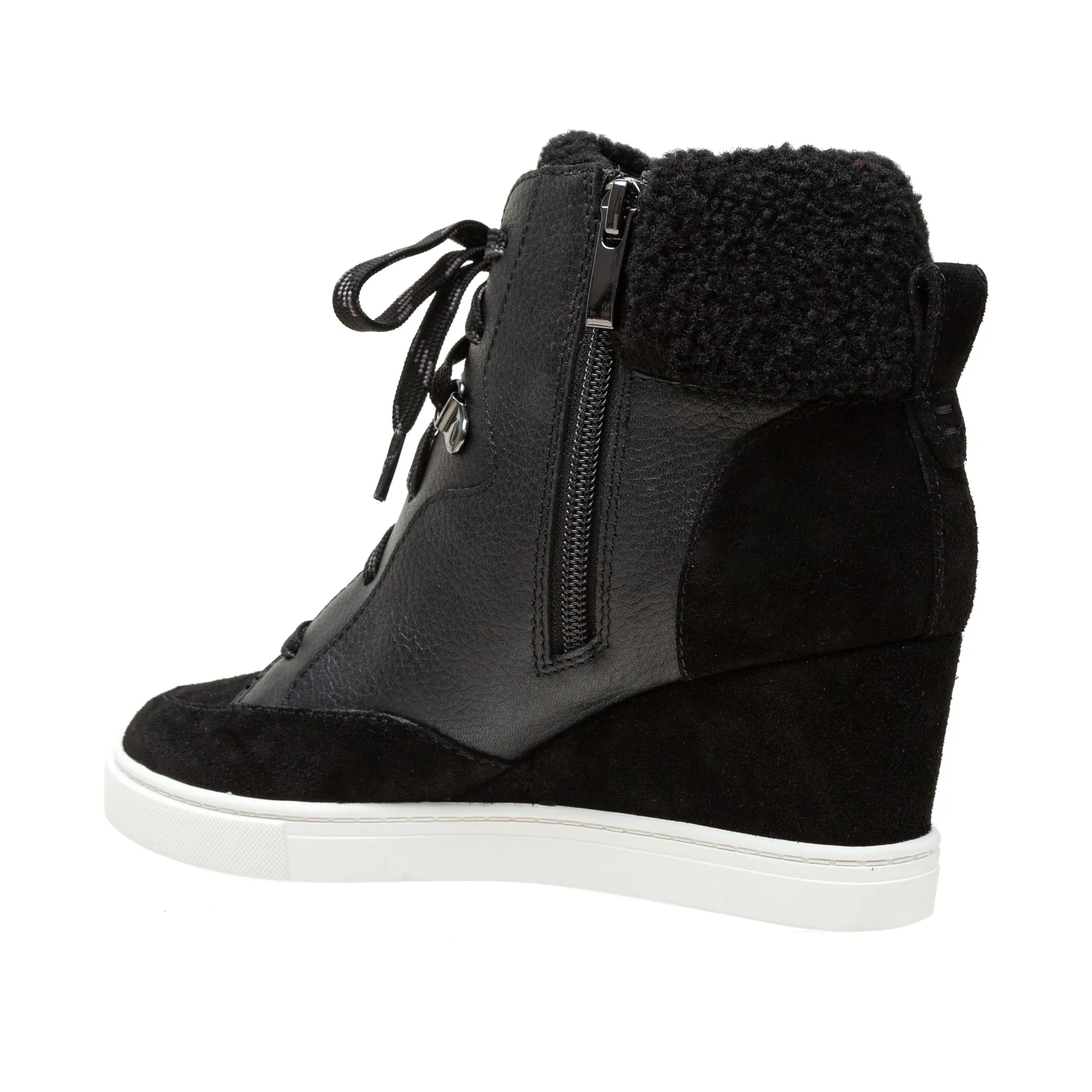 ARDEN | Faux Shearling Trimmed Wedge Sneakers
