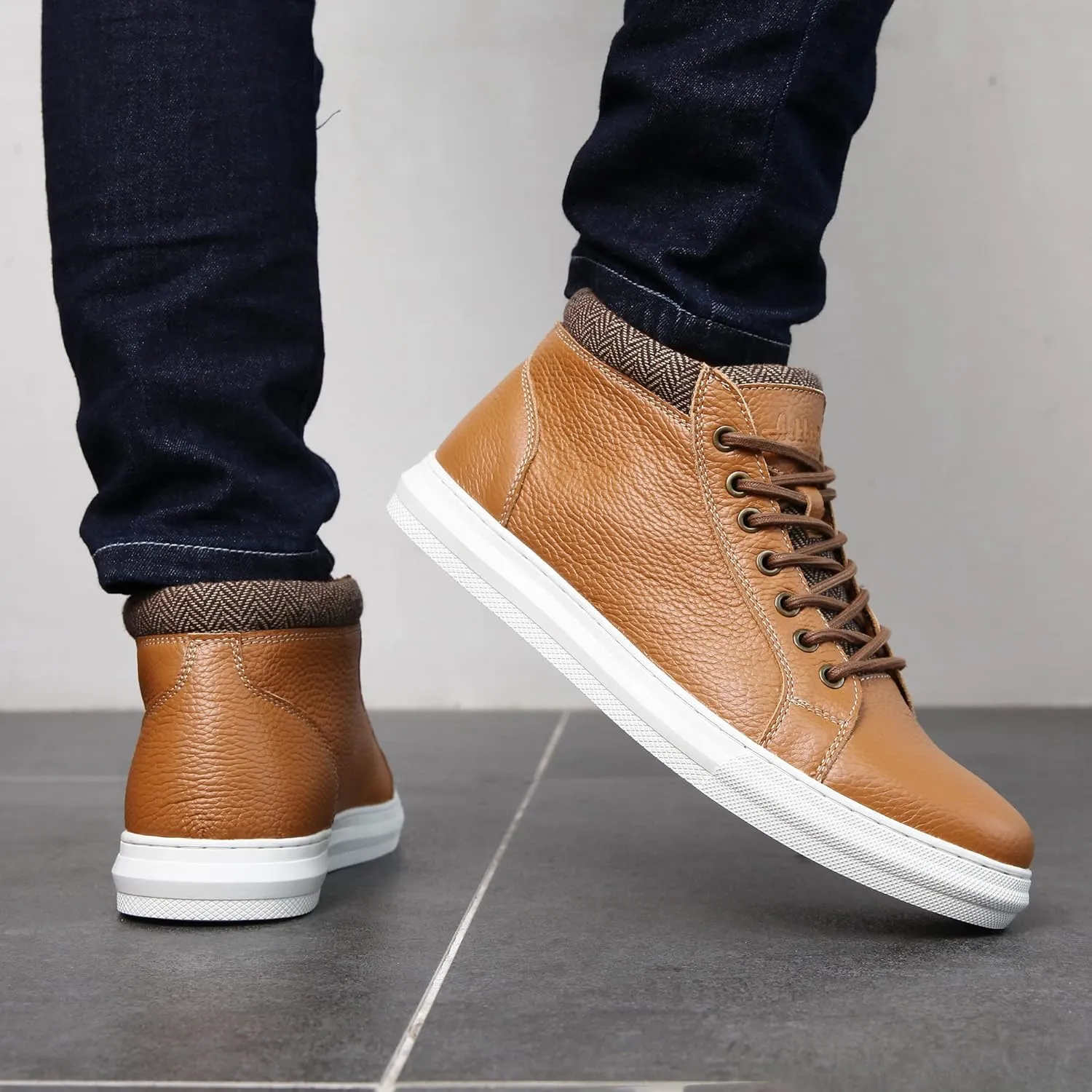 Arkbird Mens Leather Sneaker Fashion Classic Casual Chukka Ankle Boots for Men