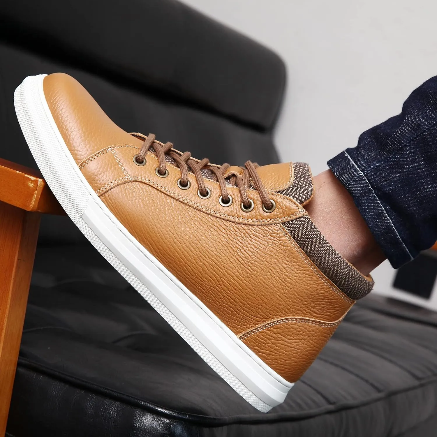 Arkbird Mens Leather Sneaker Fashion Classic Casual Chukka Ankle Boots for Men