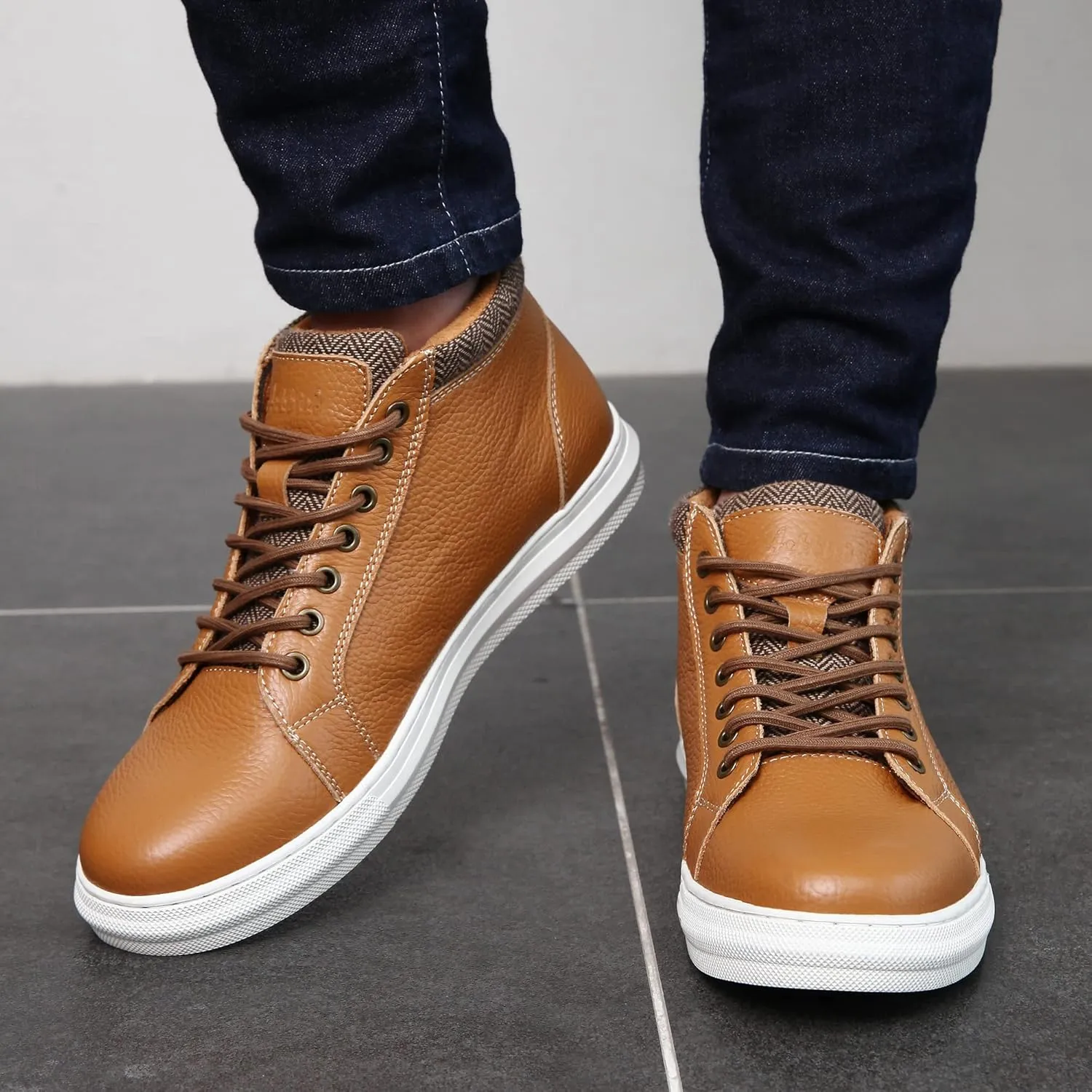 Arkbird Mens Leather Sneaker Fashion Classic Casual Chukka Ankle Boots for Men