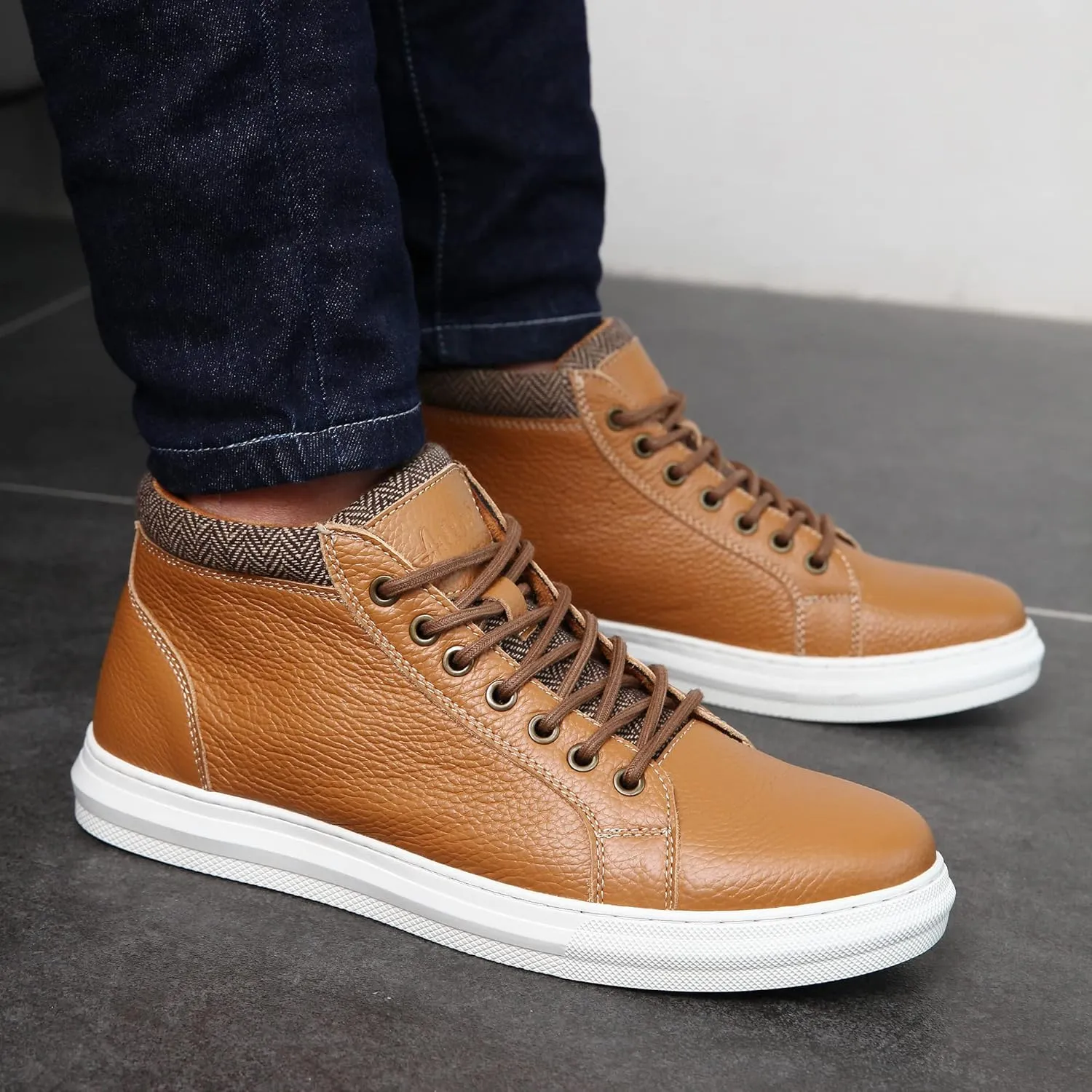 Arkbird Mens Leather Sneaker Fashion Classic Casual Chukka Ankle Boots for Men