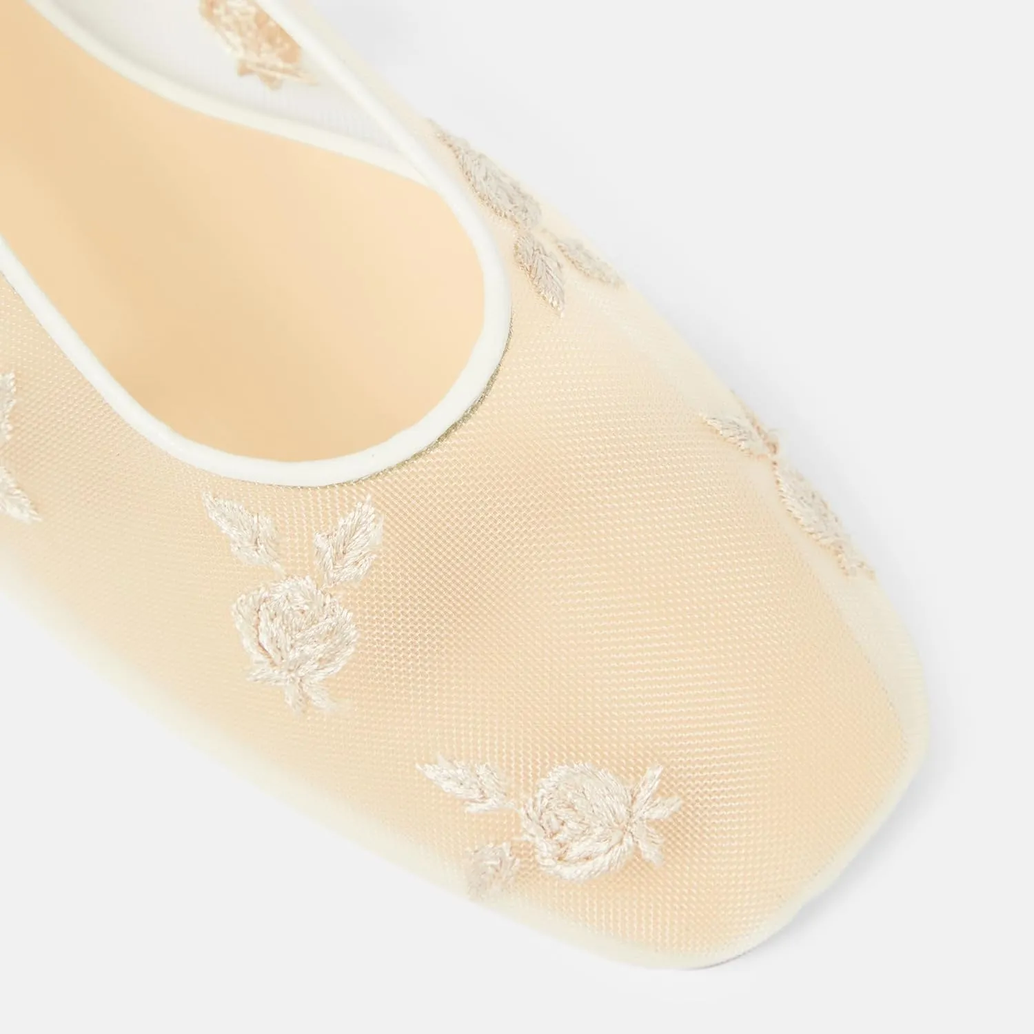 Arqa Crystal-Embellished Mesh Flats Rhinestone Ballet Flat Slip On Ballerina Shoes Comfortable Casual Gauze Shoe