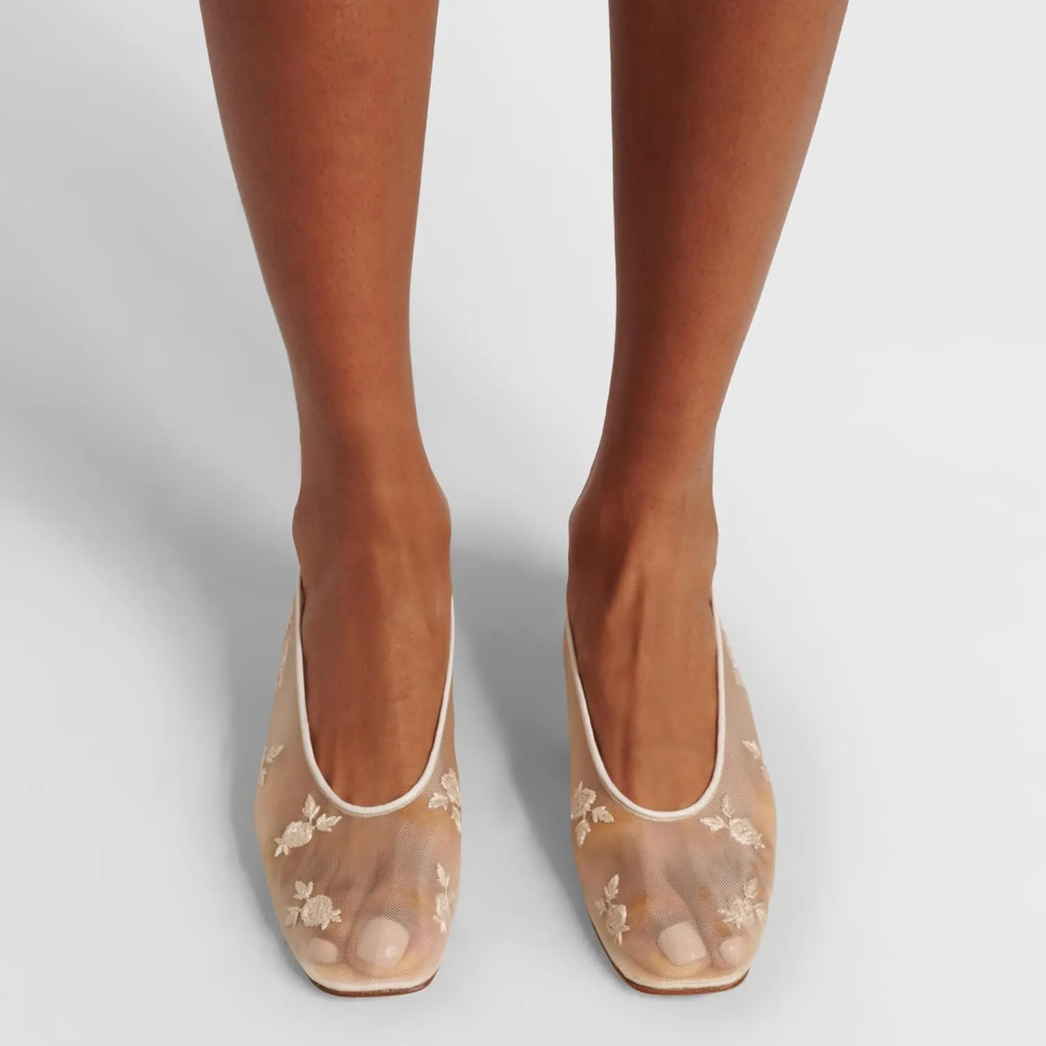 Arqa Crystal-Embellished Mesh Flats Rhinestone Ballet Flat Slip On Ballerina Shoes Comfortable Casual Gauze Shoe