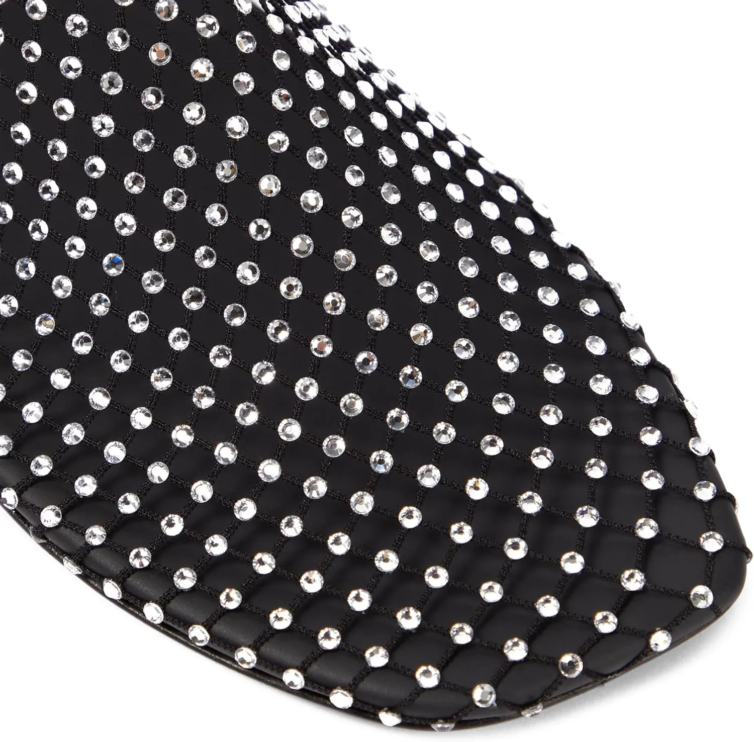 Arqa Crystals Mesh Flats for Women Rhinestone-Embellished Fishnet Sock Ballet Flat Shoes Comfort Casual Ballerina Shoes