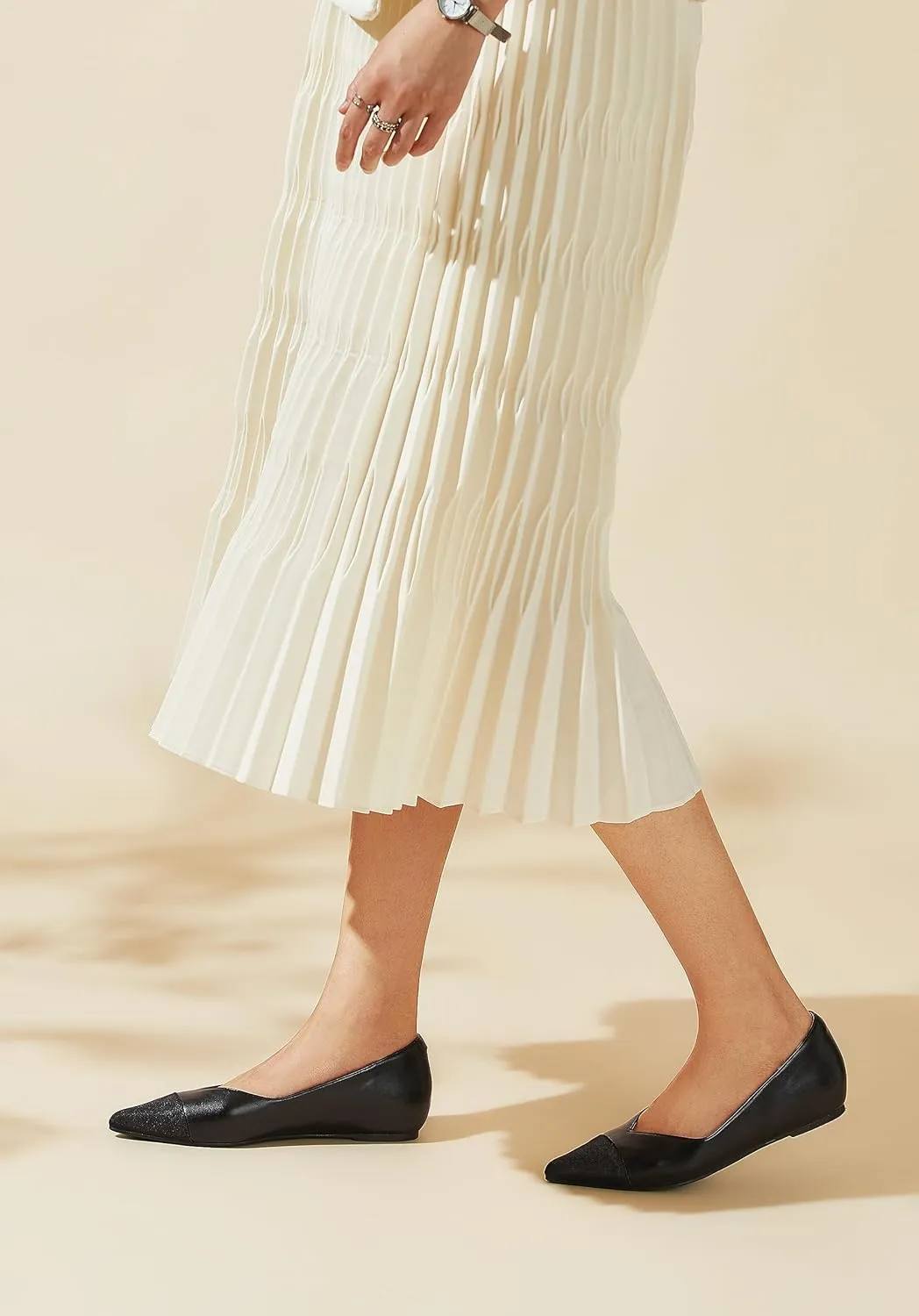 Arromic Flats Shoes for Women, Low Wedge Pointed Toe Women Flats with Arch Support, Heel Pad and Inner Heel, Comfortable Slip on Flats for Office Work Casual Dressy Wedding