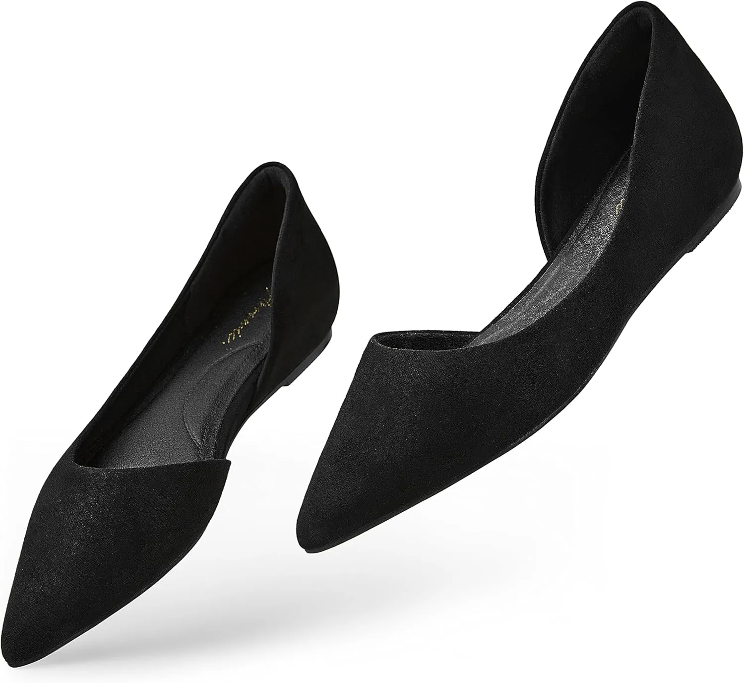 Arromic Flats Shoes for Women, Low Wedge Pointed Toe Women Flats with Arch Support, Heel Pad and Inner Heel, Comfortable Slip on Flats for Office Work Casual Dressy Wedding