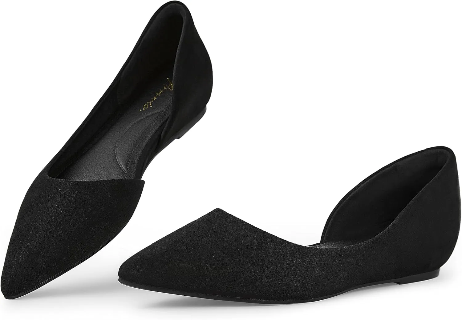 Arromic Flats Shoes for Women, Low Wedge Pointed Toe Women Flats with Arch Support, Heel Pad and Inner Heel, Comfortable Slip on Flats for Office Work Casual Dressy Wedding