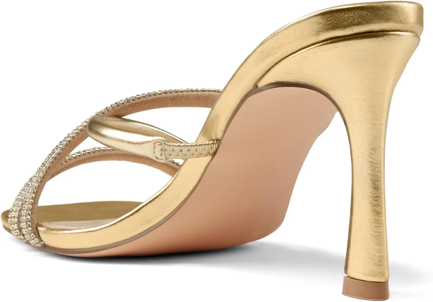 Arromic Women's Rhinestone Strappy High Stiletto Heels Square Open Toe Heeled Slip on Sandals Date Party Dress Wedding Sexy Crystal Straps Heels Shoes