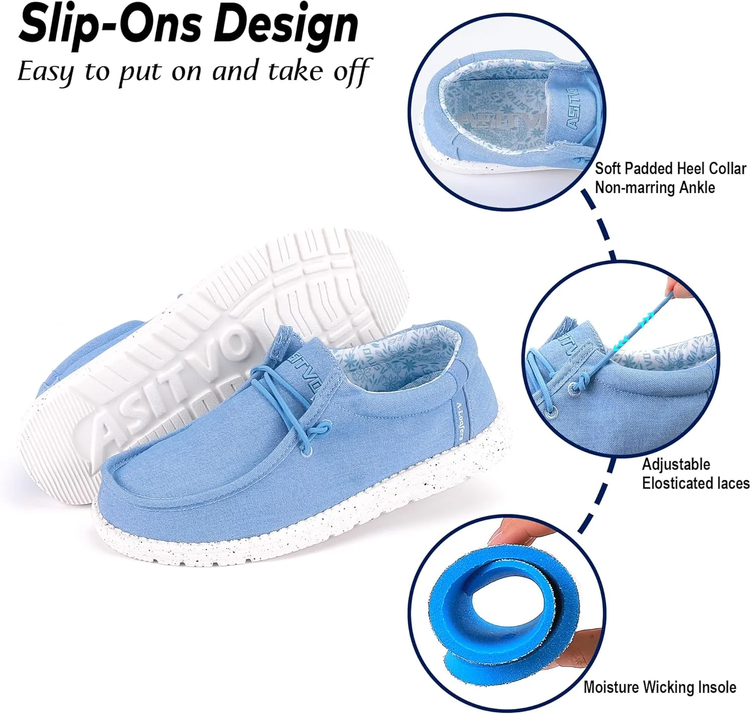 ASITVO Men's Wide Loafers & Slip-ons|Big Size Casual Slip on Walking Shoes|Width Toe Box