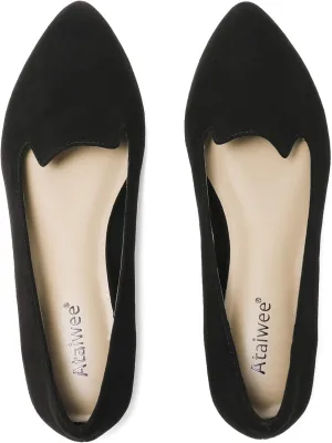 Ataiwee Women's Wide Flat Shoes - Pointed Ladies T-Strap Adjustable Summer Shoes.