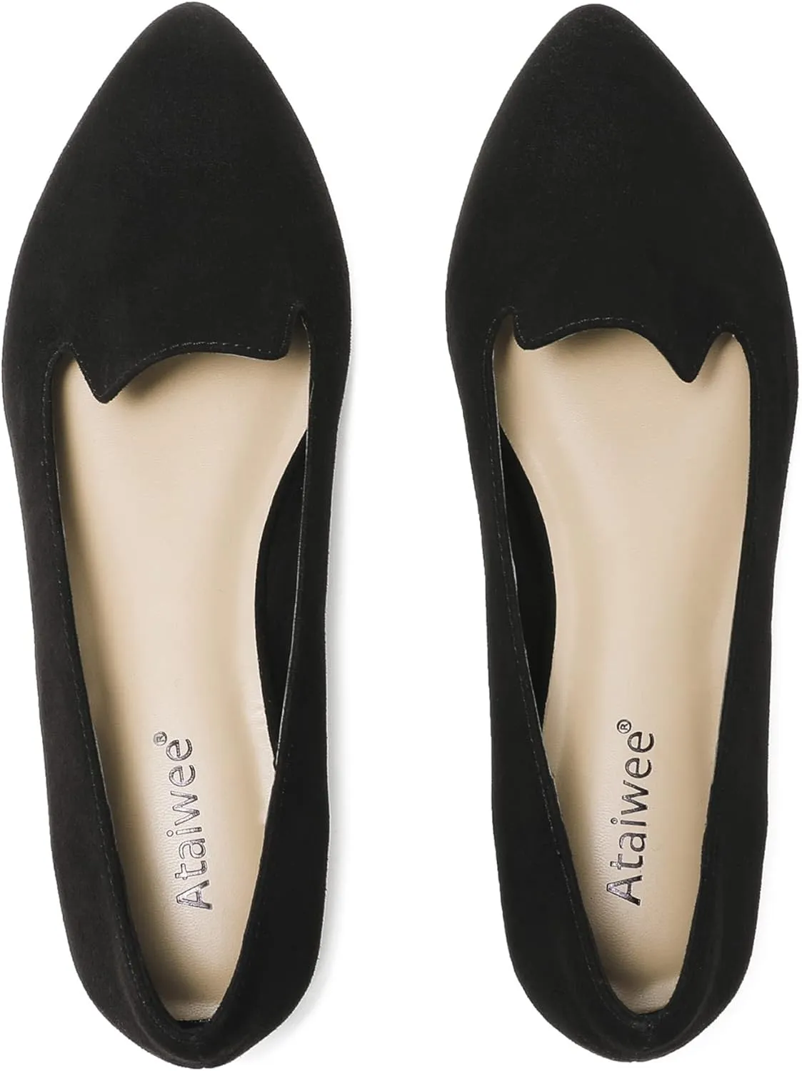 Ataiwee Women's Wide Flat Shoes - Pointed Ladies T-Strap Adjustable Summer Shoes.