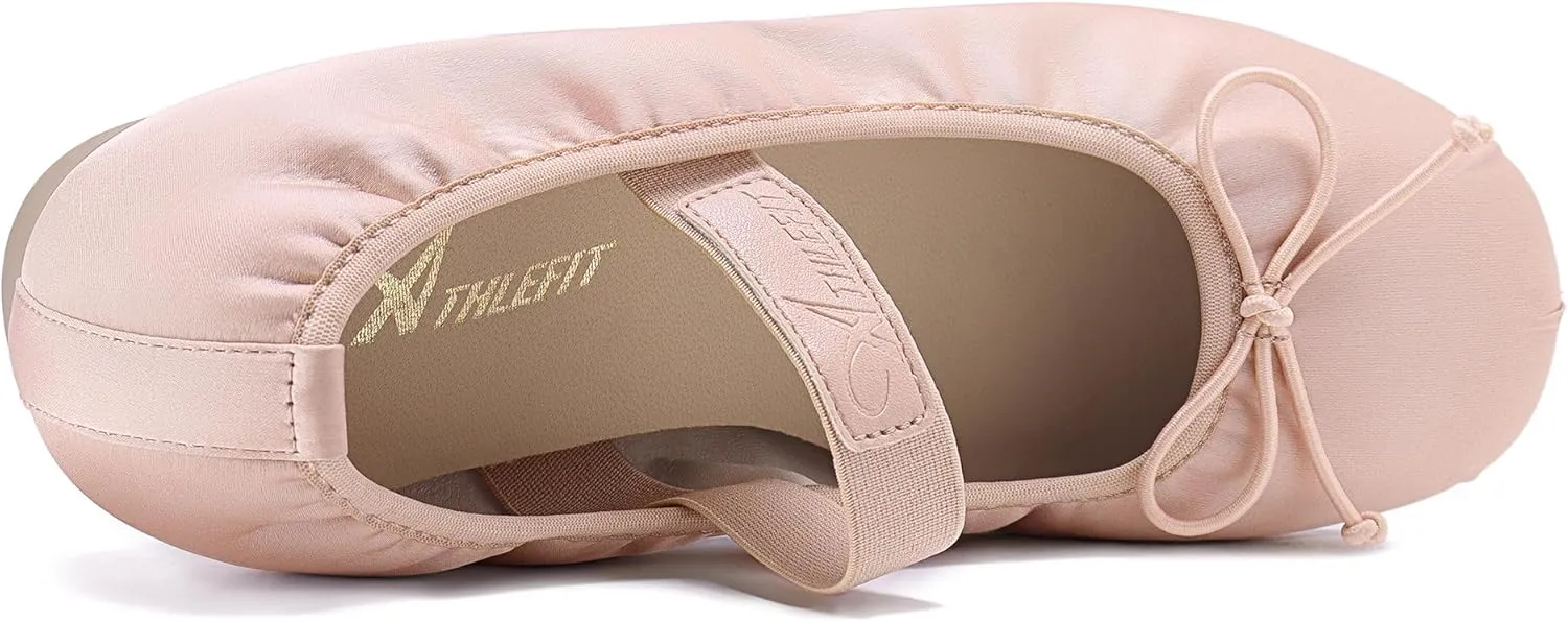 Athlefit Ballet Flats Shoes for Women Mary Jane Flats Bow Dressy Comfortable Round Toe Slip On Ballerina Flat Shoes