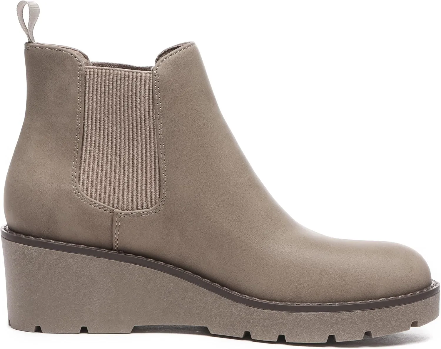 Athlefit Women's Chelsea Wedge Boots Elastic Platform Lug Sole Slip on Wedge Ankle Booties