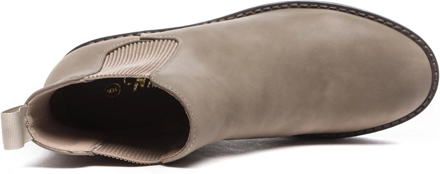 Athlefit Women's Chelsea Wedge Boots Elastic Platform Lug Sole Slip on Wedge Ankle Booties