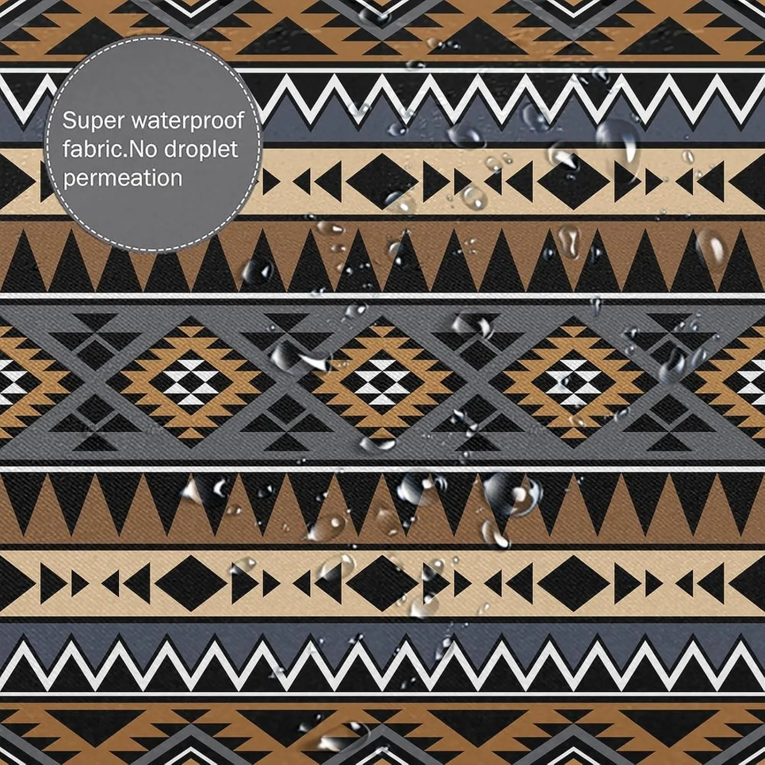 Aztec Shower Curtain Brown Ethnic Tribal Style Geometric Print Shower Curtain for Bathroom Decor Fabric Waterproof Upholstery Hook 72x72 Inches