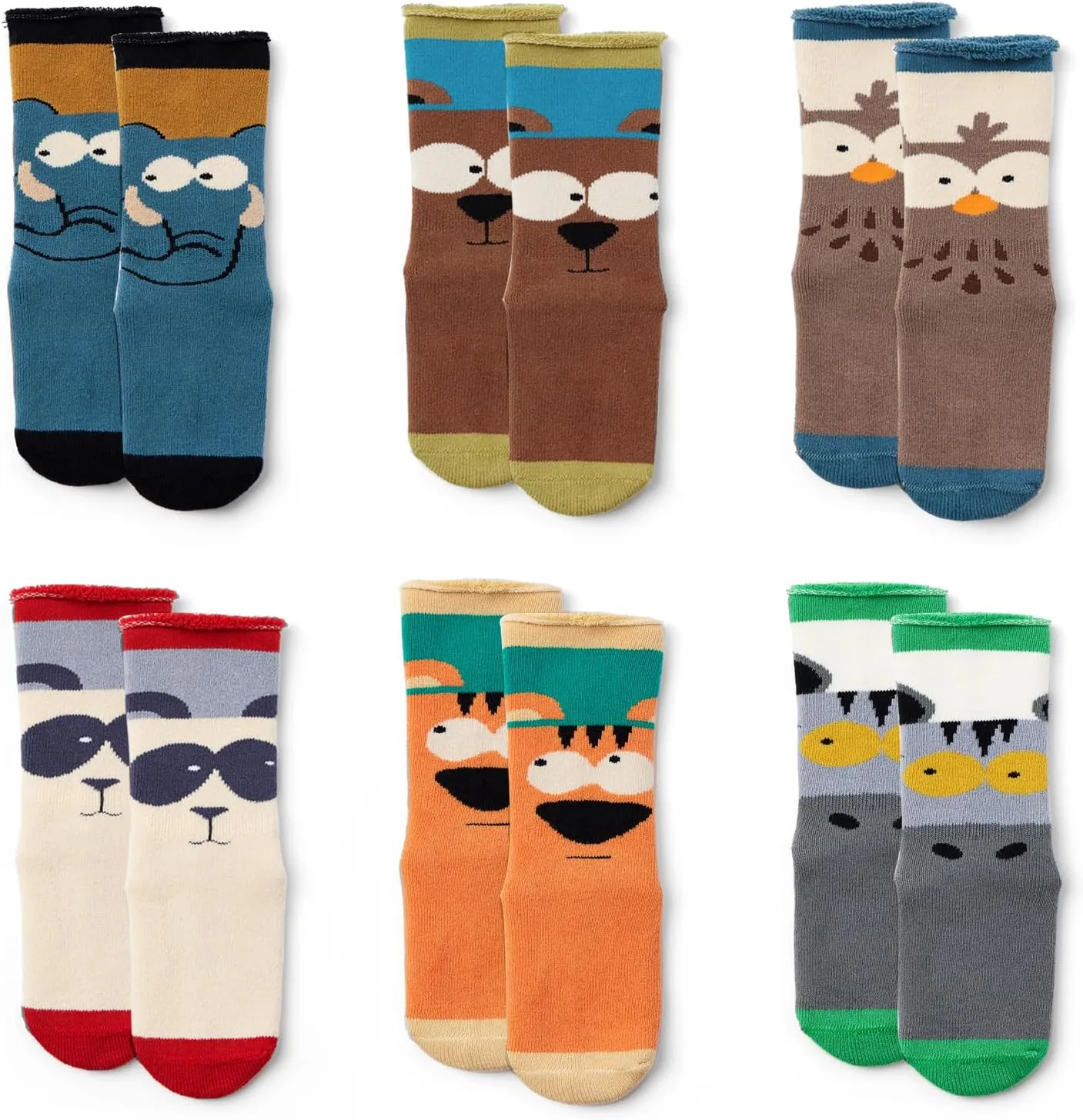 Baby Boys Non-Slip Winter Socks - Thick Warm Grips for Toddler Boys Girls - Non-Skid Terry 6 Pack