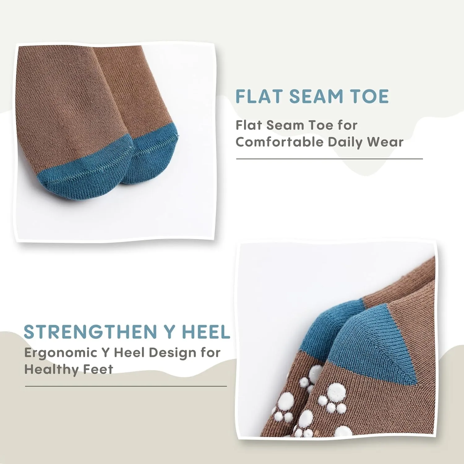 Baby Boys Non-Slip Winter Socks - Thick Warm Grips for Toddler Boys Girls - Non-Skid Terry 6 Pack