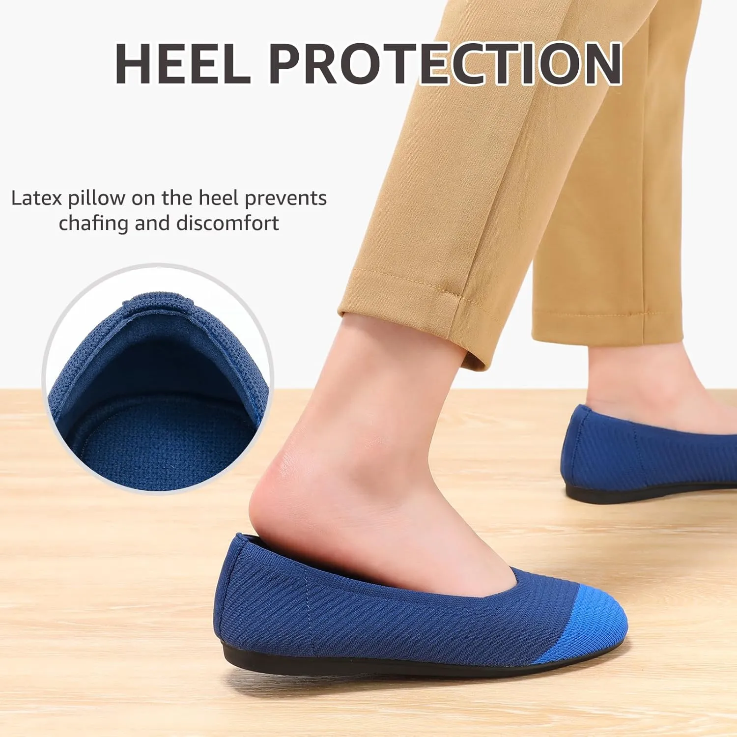 Bacia Women Flats Shoes Square Toe Ballet Flats Washable Fashion Two Toned Casual Office Shoes