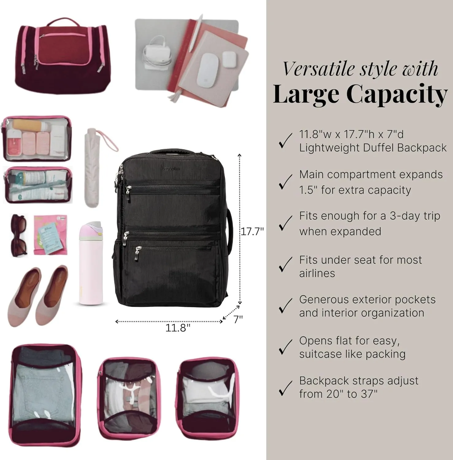 Baggallini Modern Convertible Travel Backpack