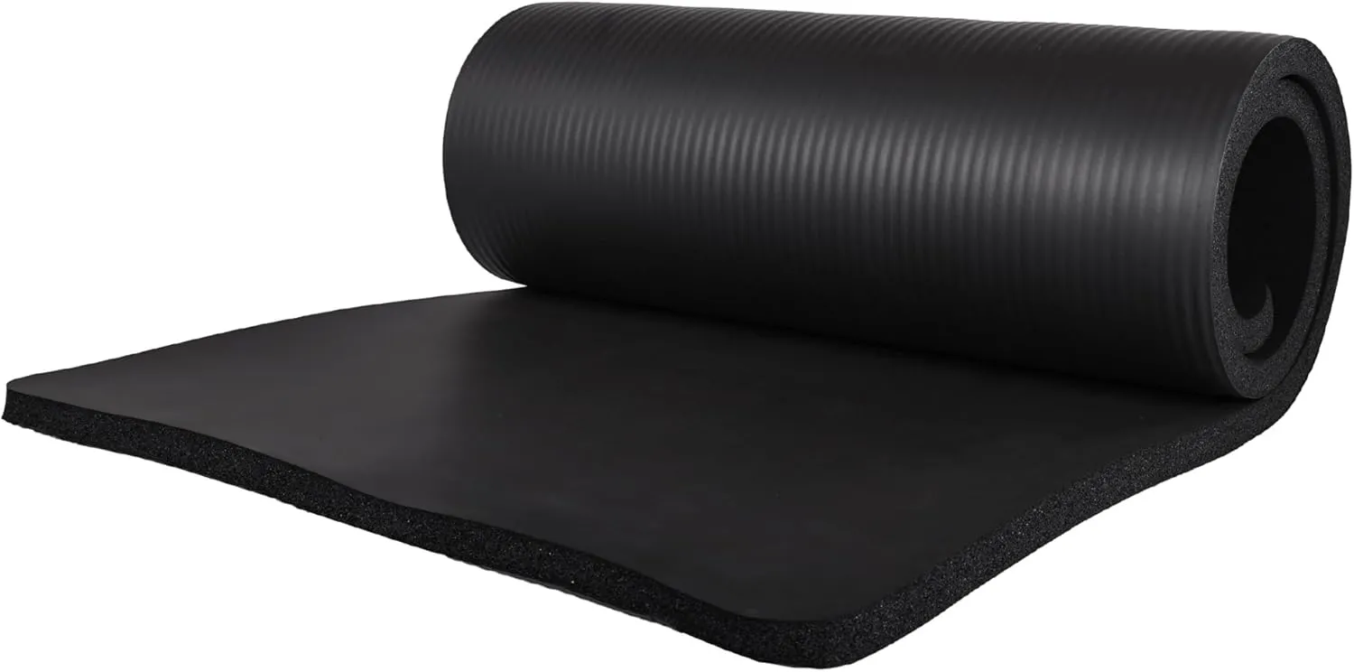 BalanceFrom Fitness 7-Piece Home Gym Yoga Set with 1-Inch Thick Yoga Mat, 2 Yoga Blocks, Mat Towel, Hand Towel, Stretch Strap & Knee Pad, Blue