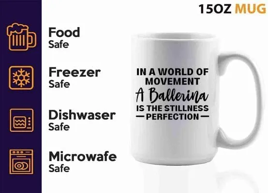 Ballerina Coffee Mug 15oz White -Perfection Ballerina - Dancer Musical Dancer Ballet Dance Teacher Choreographer Gymnastic Teen Girl Coach Instructor Performer, BHUGSLEADER8526