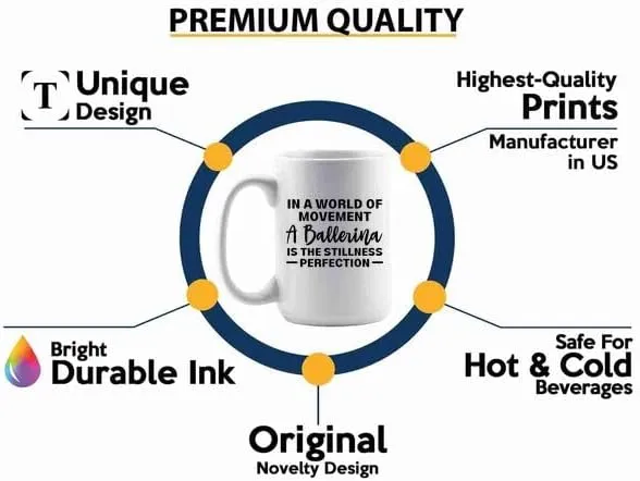 Ballerina Coffee Mug 15oz White -Perfection Ballerina - Dancer Musical Dancer Ballet Dance Teacher Choreographer Gymnastic Teen Girl Coach Instructor Performer, BHUGSLEADER8526