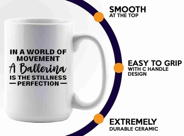 Ballerina Coffee Mug 15oz White -Perfection Ballerina - Dancer Musical Dancer Ballet Dance Teacher Choreographer Gymnastic Teen Girl Coach Instructor Performer, BHUGSLEADER8526