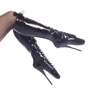 BALLET-2020 Black Patent Knee High Ballet Boots
