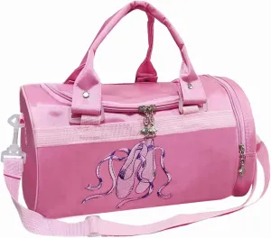 Ballet Bag for Toddler Girls, Pink Dance Bag for Girls 4-6 Years Old, Ballet Gym Bag with Zipper Pocket for Dance Shoe, Water Bottle Gift for Kids (Ballet shoe pattern)