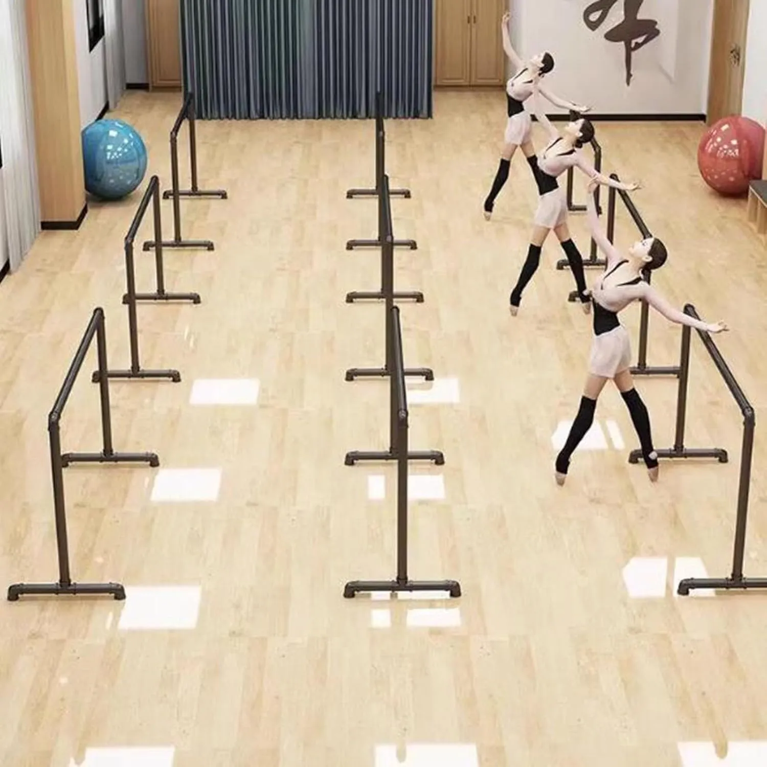 Ballet Barre,Portable Home Freestanding Height Adjustable 80-115cm Home Dance Pole, Stretching Dance Bar Ballet Equipment (Black 150x60x100cm)