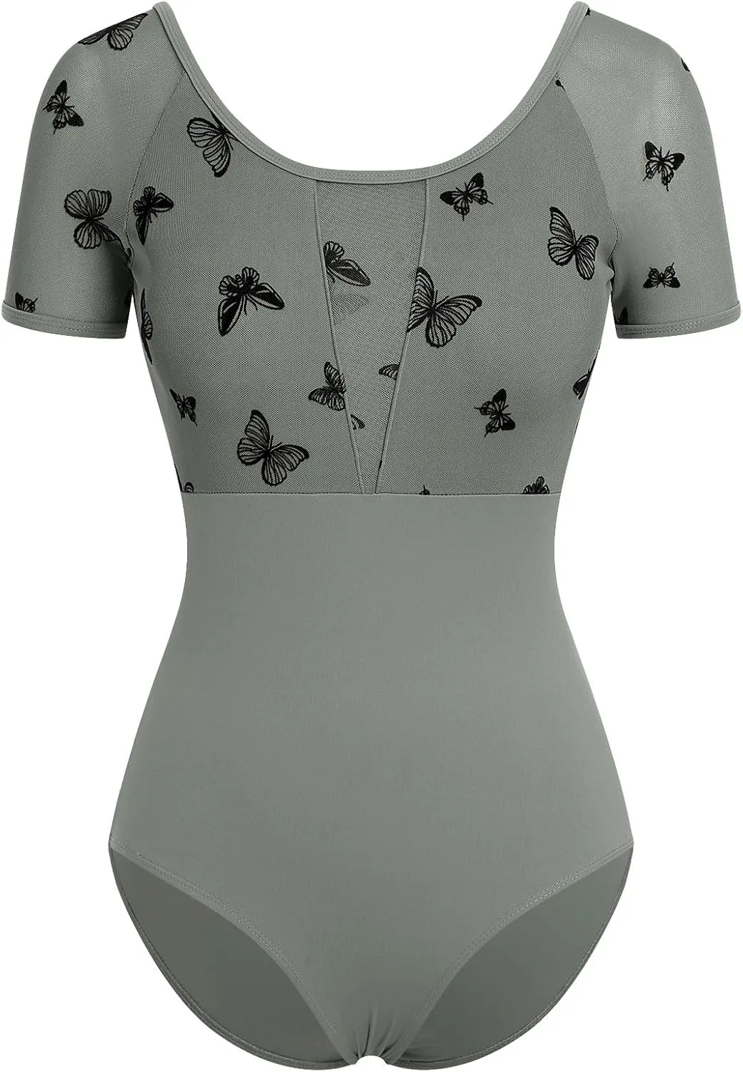 Ballet Leotard for Women Floral Mesh Short Sleeve Dance Leotard Adult Ballerina Outfits Active Gymnastics Leotards