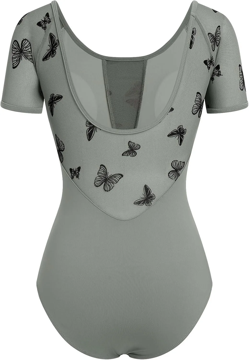 Ballet Leotard for Women Floral Mesh Short Sleeve Dance Leotard Adult Ballerina Outfits Active Gymnastics Leotards
