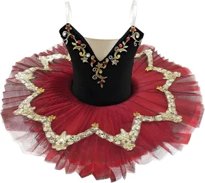 Ballet Leotards for Girls with Platter Tutu, Swan Lake Dance Costumes Sequin Hard Pancake Camisole Skirt Dance Leotard