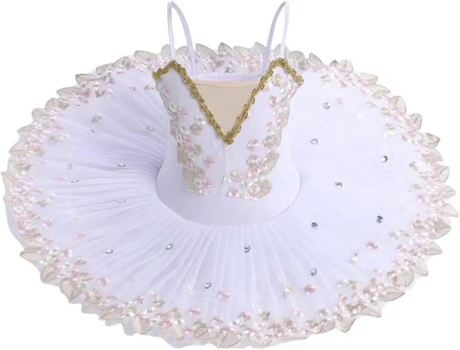 Ballet Leotards for Girls,Swan Lake Performance Costume Dance Leotard with Platter Tutu Hard Organdy Camisole Puffy Skirt