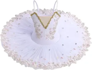 Ballet Leotards for Girls,Swan Lake Performance Costume Dance Leotard with Platter Tutu Hard Organdy Camisole Puffy Skirt