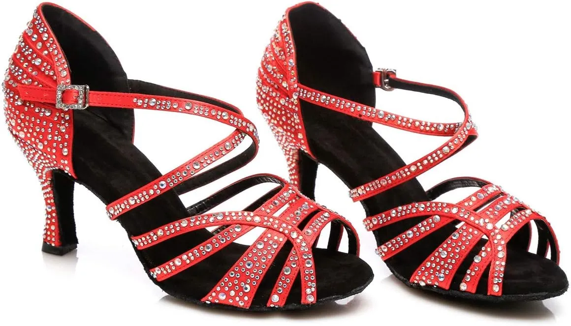 Ballroom Dancing Shoes for Women Sparkle Rhinestones Wedding Prom Sandals
