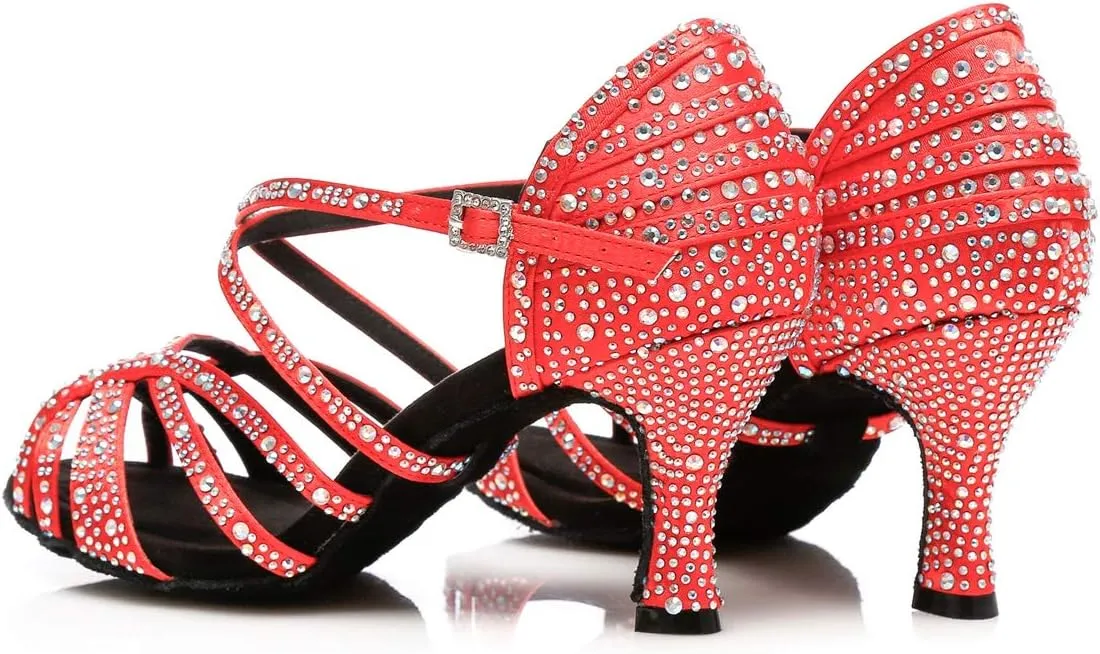 Ballroom Dancing Shoes for Women Sparkle Rhinestones Wedding Prom Sandals