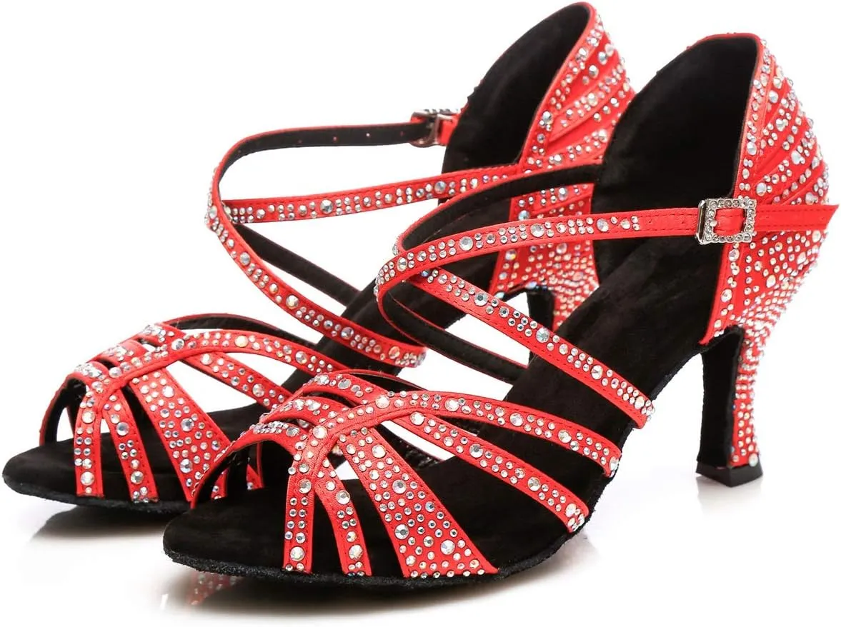 Ballroom Dancing Shoes for Women Sparkle Rhinestones Wedding Prom Sandals