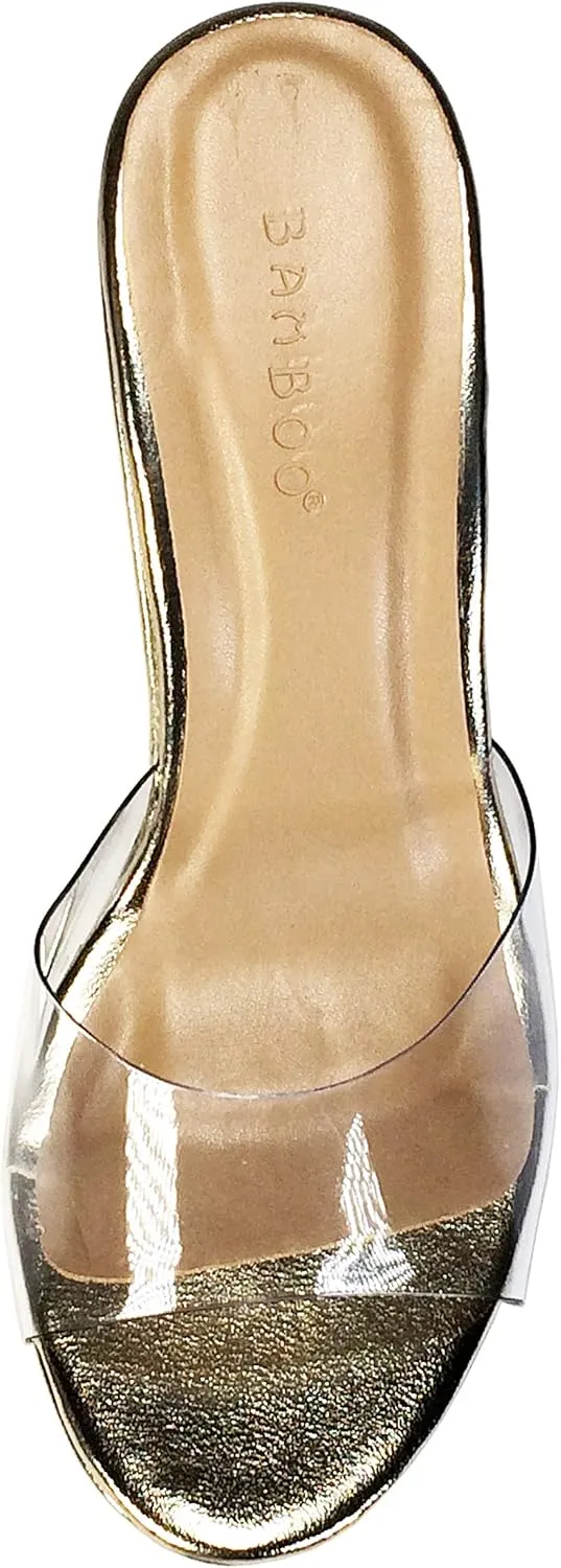 BAMBOO® Women's Clear Band Platform Wedge Slide