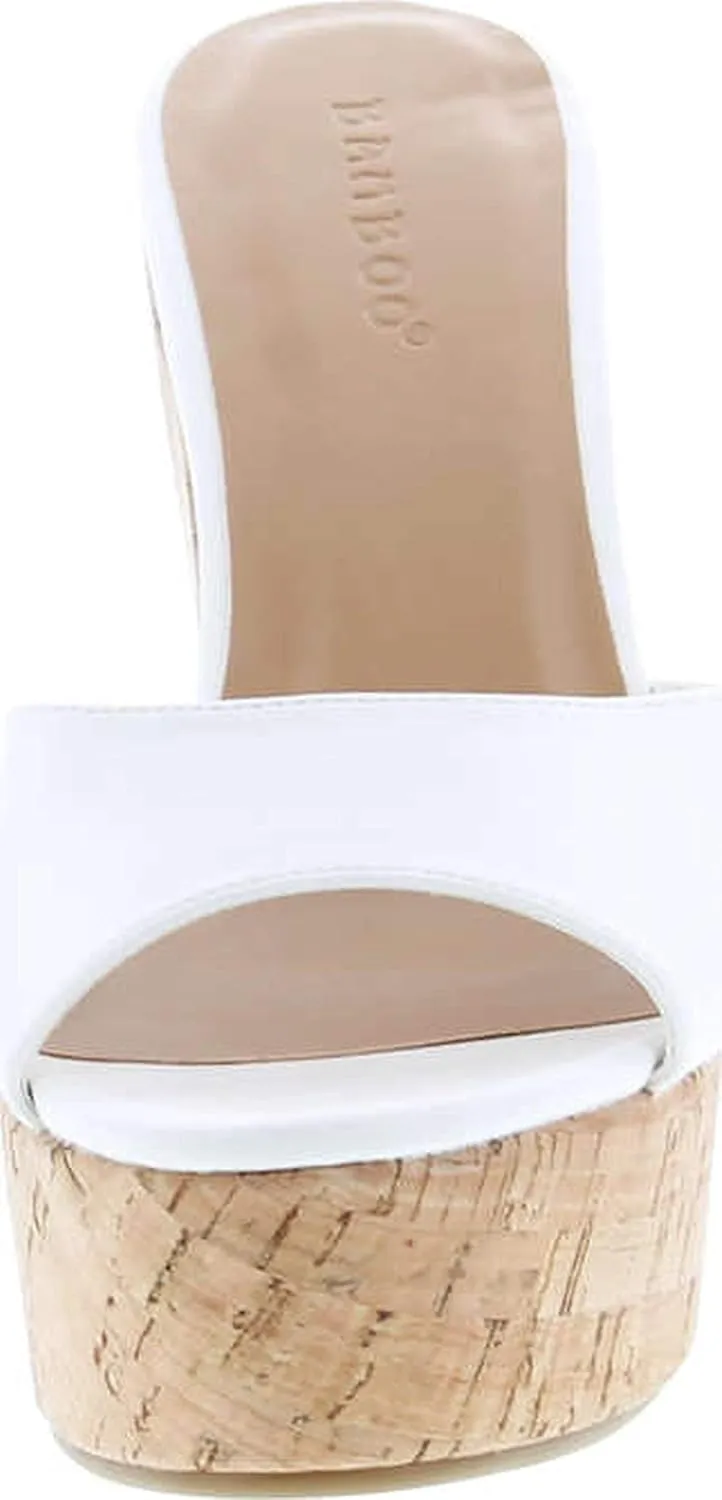 BAMBOO® Women's Clear Band Platform Wedge Slide