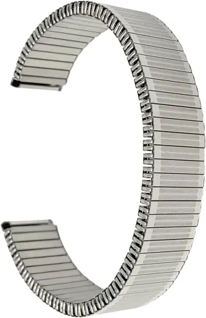 Bandini Womens 16mm Stainless Steel Stretch Metal Replacement Expansion Watch Band, Ladies Metal Stretch Strap - Compatible with Traditional and Smart Watches