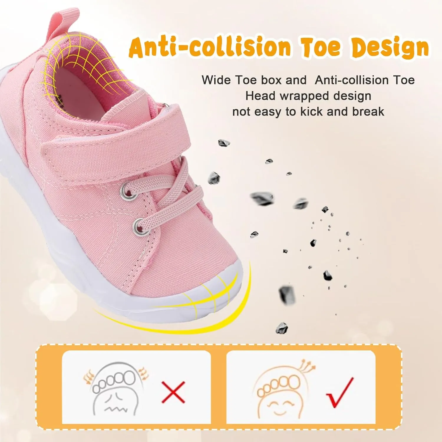 BARERUN Kids Canvas Shoes Running Shoes for Girls Boys Wide Toe Box Barefoot Toddler Sneakers Girls Boys School Shoes Non-Slip Toddler Tennis Shoes